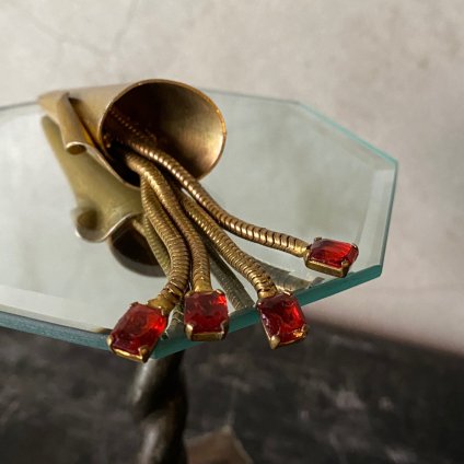 1940's Brass Glass Fringe Brooch1940ǯ  饹 ե ֥
