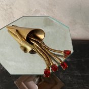 1940's Brass Glass Fringe Brooch（1940年代 真鍮 ガラス フリンジ ブローチ）