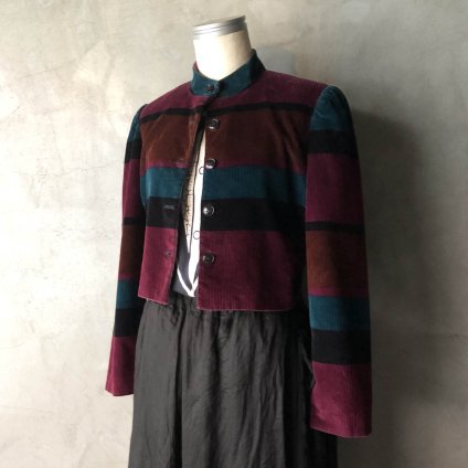 Vintage U.S.A Corduroy Multicolor Border Short Jacket