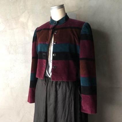 Vintage U.S.A Corduroy Multicolor Border Short Jacketʥơ U.S.A ǥ ޥ顼 ܡ 硼ȥ㥱åȡ