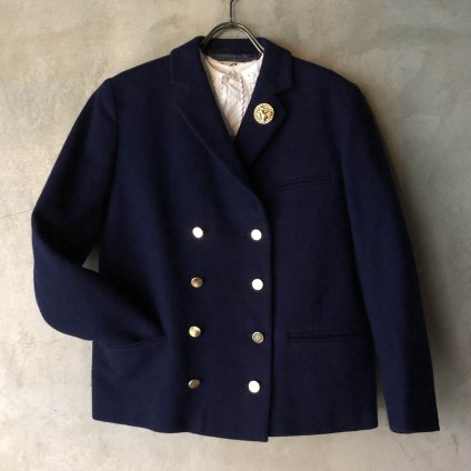 Vintage French Button Double Tailored Jacket Navyʥơ ե ܥ֥ ơ顼 㥱åȡ˥ͥӡ