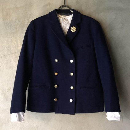 Vintage French Button Double Tailored Jacket Navyʥơ ե ܥ֥ ơ顼 㥱åȡ˥ͥӡ