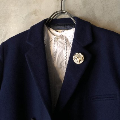 Vintage French Button Double Tailored Jacket Navyʥơ ե ܥ֥ ơ顼 㥱åȡ˥ͥӡ