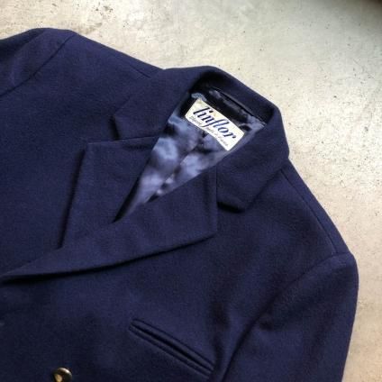 Vintage French Button Double Tailored Jacket Navyʥơ ե ܥ֥ ơ顼 㥱åȡ˥ͥӡ