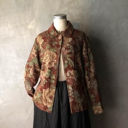 Vintage Gobelin Weave Floral Round Collar Jacketʥơ ֥󿥤  ݶ 㥱åȡ