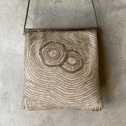 Vintage Beads Embroidery Ripple Pattern Chain Shoulder Bag