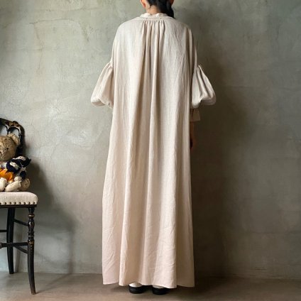 suzuki takayuki  puff-sleeve shirt dress （スズキタカユキ パフスリーブシャツドレス）Beige