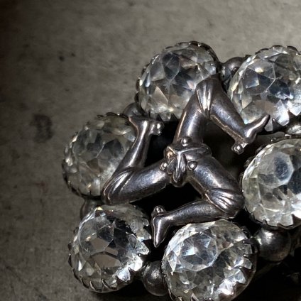 1890-1910s Silver Crystal Glass Triskele Brooch 1890-1910ǯ С ꥹ륬饹 ȥꥹ ֥