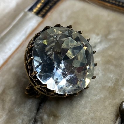 Victorian Rolled Gold Crystal Glass Round Brooch ʥȥꥢ ĥ ꥹ륬饹 饦 ֥