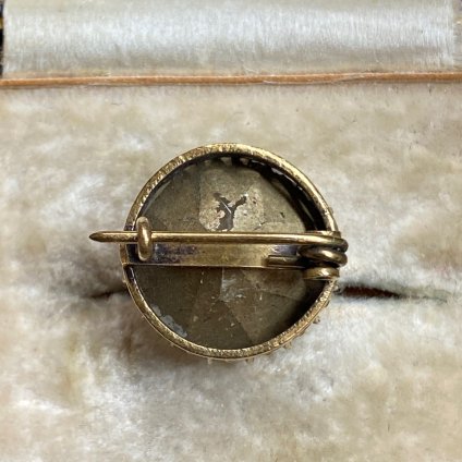 Victorian Rolled Gold Crystal Glass Round Brooch ʥȥꥢ ĥ ꥹ륬饹 饦 ֥