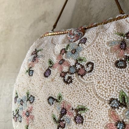 Vintage French Petite Floral Beads Embroidery Bag（ヴィンテージ ...