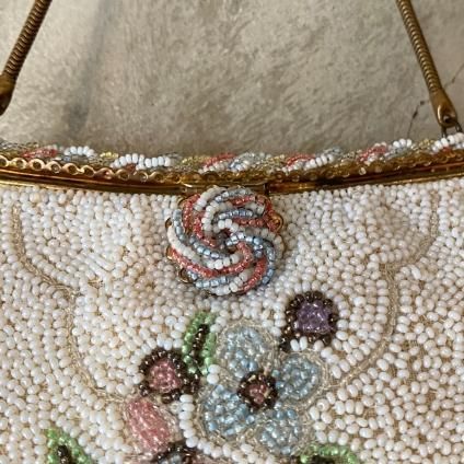 Vintage French Petite Floral Beads Embroidery Bag（ヴィンテージ