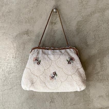 Vintage French Petite Floral Beads Embroidery Bag（ヴィンテージ 