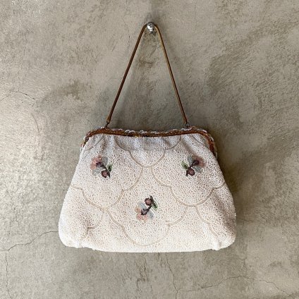 Vintage French Petite Floral Beads Embroidery Bag（ヴィンテージ フランス 小花柄 ビーズ刺繍バッグ）