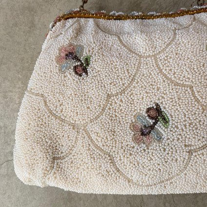 Vintage French Petite Floral Beads Embroidery Bag（ヴィンテージ 