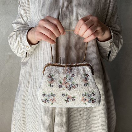 Vintage French Petite Floral Beads Embroidery Bag（ヴィンテージ 