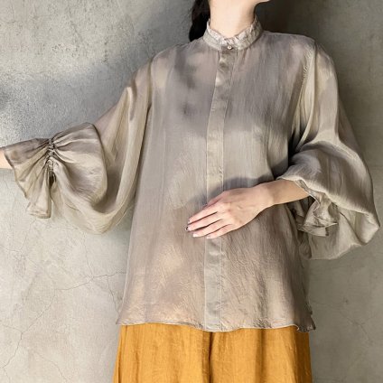 suzuki takayuki bishp-sleeve blouse（スズキタカユキ ビショップスリーブブラウス ）Ice Grey