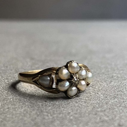 Victorian 9YG Diamond Pearl Mourning Ring（ヴィクトリアン ダイヤモンド パール モーニング リング）