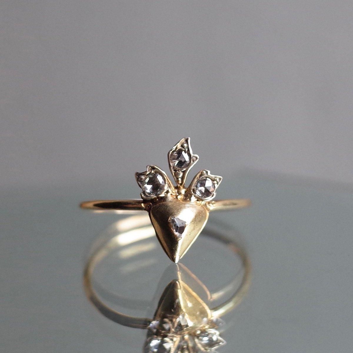 Early Vic. 7KYG Diamond Crowned Heart Ringʥȥꥢ 7KYG  饦 ϡ 󥰡