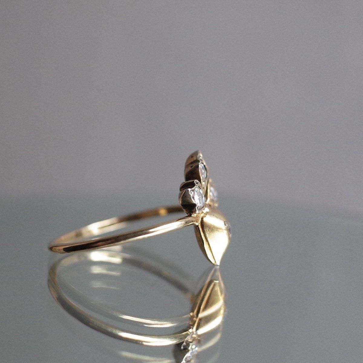 Early Vic. 7KYG Diamond Crowned Heart Ring（ヴィクトリア時代