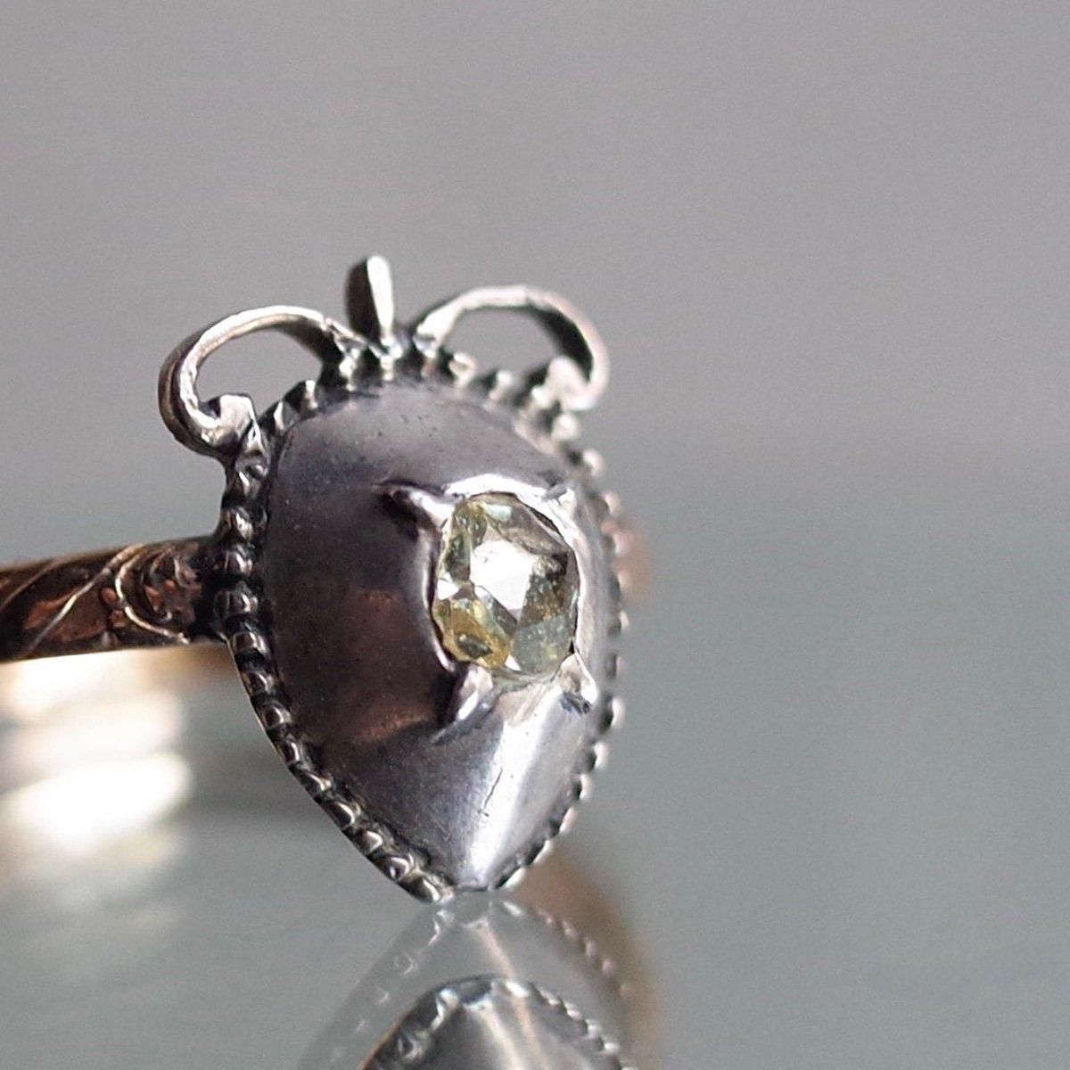 Victorian Silver 15KYG Diamond Crowned Heart Ringʥȥꥢ С 15KYG  饦 ϡ 󥰡
