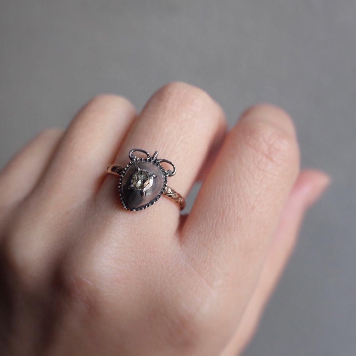 Victorian Silver 15KYG Diamond Crowned Heart Ringʥȥꥢ С 15KYG  饦 ϡ 󥰡