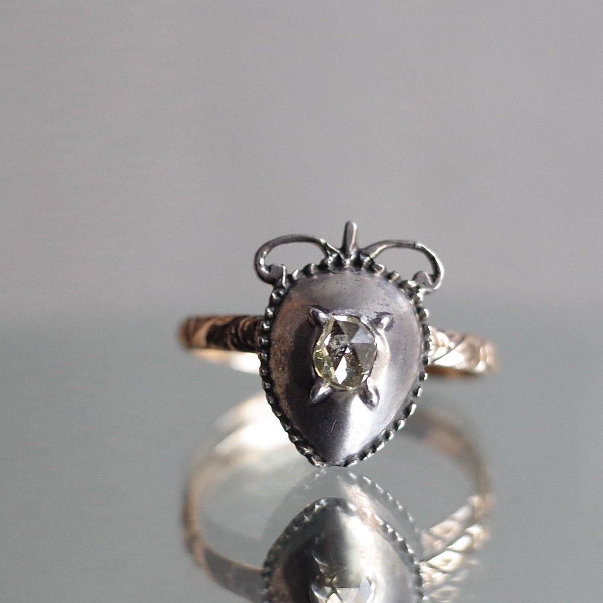 Victorian Silver 15KYG Diamond Crowned Heart Ringʥȥꥢ С 15KYG  饦 ϡ 󥰡