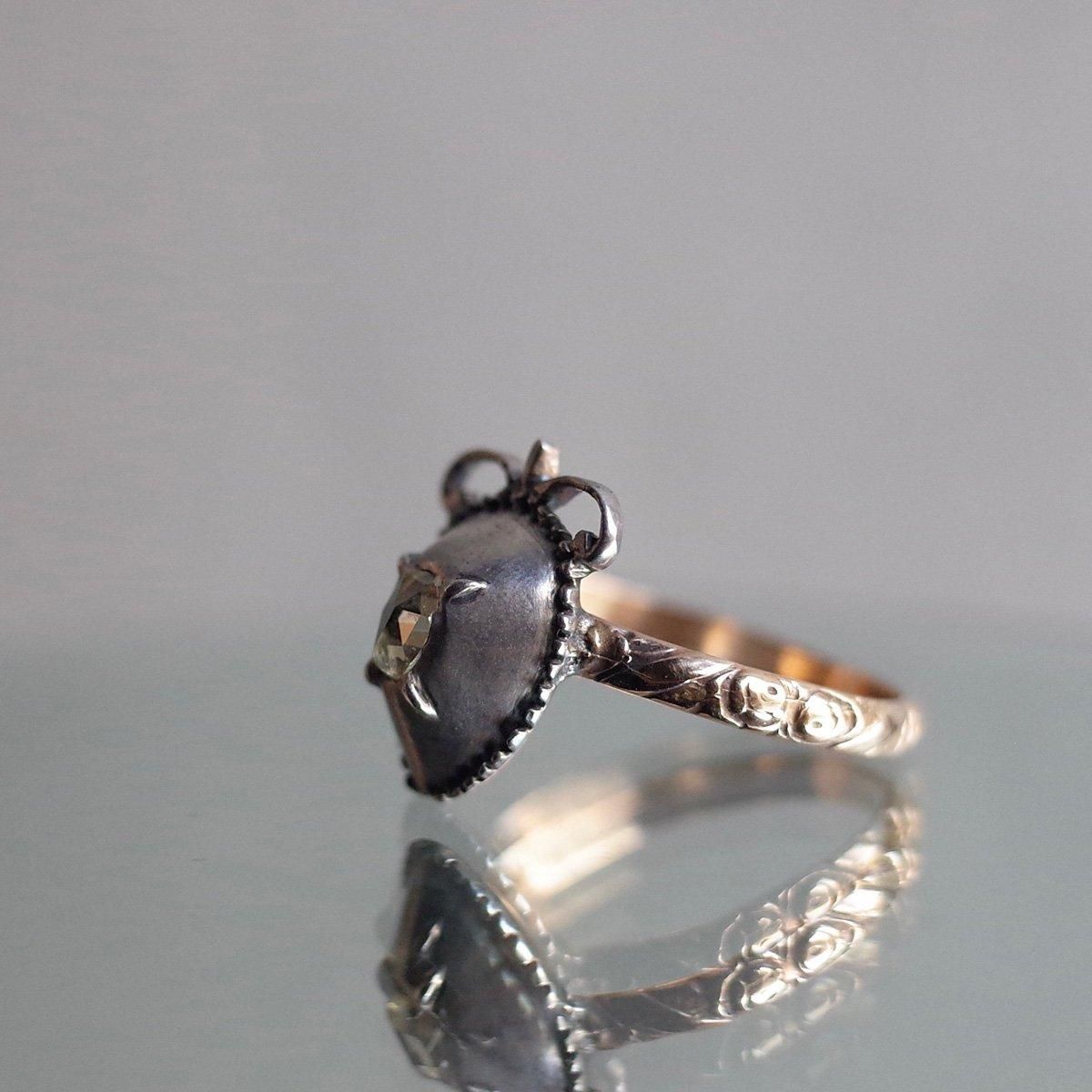 Victorian Silver 15KYG Diamond Crowned Heart Ringʥȥꥢ С 15KYG  饦 ϡ 󥰡
