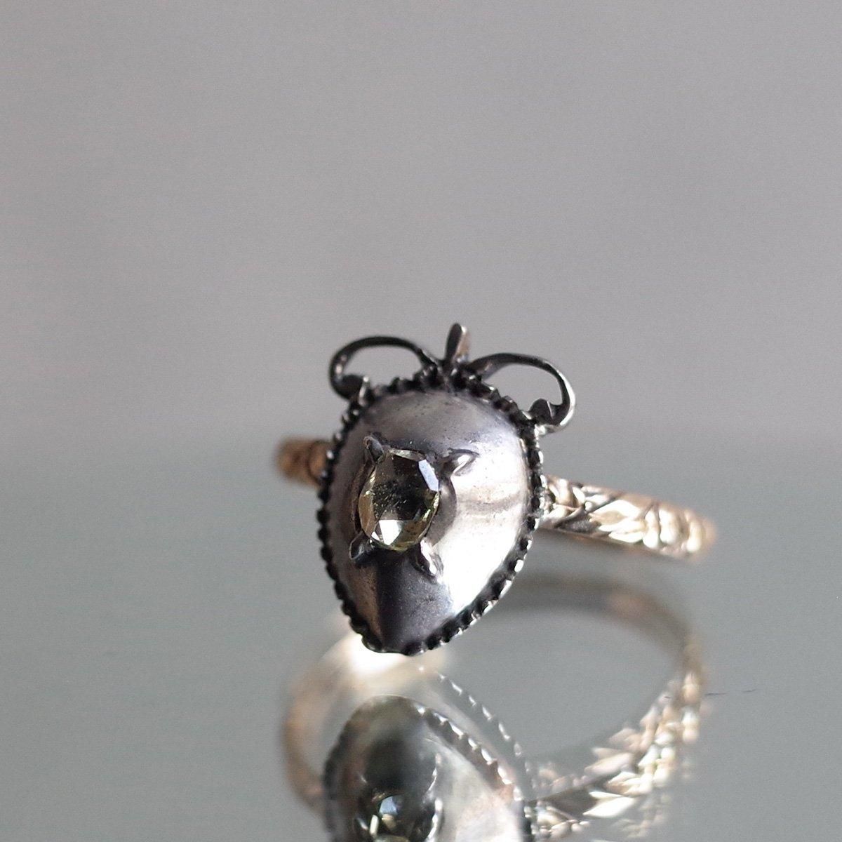 Victorian Silver 15KYG Diamond Crowned Heart Ring Victorian Silver 15KYG Diamond Crowned Heart Ring