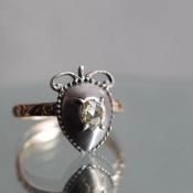 Victorian Silver 15KYG Diamond Crowned Heart Ringʥȥꥢ С 15KYG  饦 ϡ 󥰡