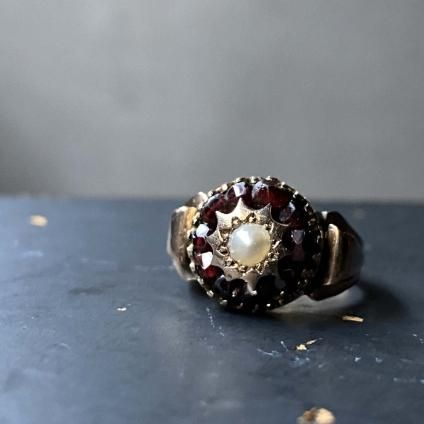 Victorian - c.1932 15K Garnet Pearl Cluster Ringʥȥꥢ - 1932ǯ15K ͥå ѡ 饹 󥰡