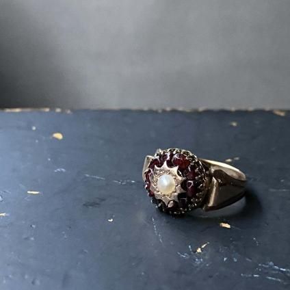 Victorian - c.1932 15K Garnet Pearl Cluster Ringʥȥꥢ - 1932ǯ15K ͥå ѡ 饹 󥰡