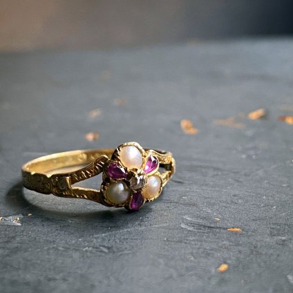  c.1865 - c.1866 18K Pearl Ruby Diamond Ring（1897年 - 1898年 18K パール ルビー ダイヤモンド リング）