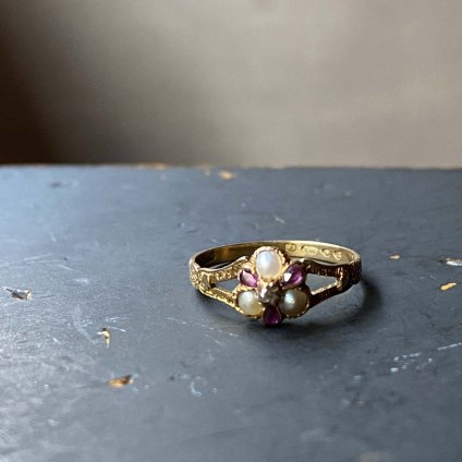  c.1865 - c.1866 18K Pearl Ruby Diamond Ring（1897年 - 1898年 18K パール ルビー ダイヤモンド リング）