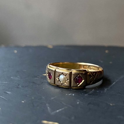 c.1897 - c.1898 15KRG Pearl Ruby Gypsy Ring（1897年 - 1898年 15KRG パール ルビー  ジプシー リング）- JeJe PIANO ONLINE BOUTIQUE 神戸のアンティーク時計,ジュエリー,ファッション専門店
