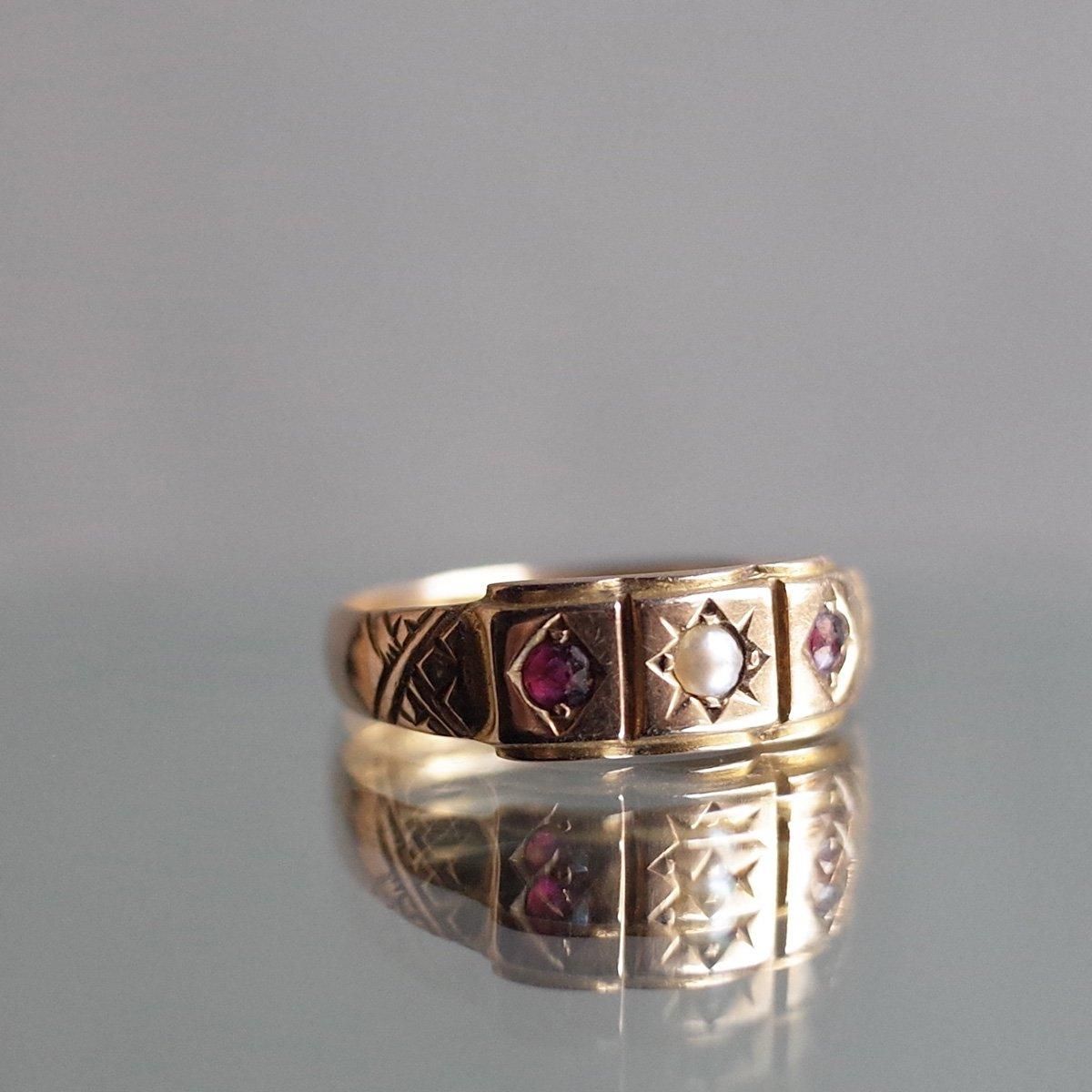 c.1897 - c.1898 15KRG Pearl Ruby Gypsy Ring1897ǯ - 1898ǯ 15KRG ѡ ӡ ץ 󥰡