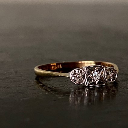 1910-20's  9KYG Platinum Triple Diamond Ring1920-20ǯ 9KYG ̵ ץ ȥץ 󥰡