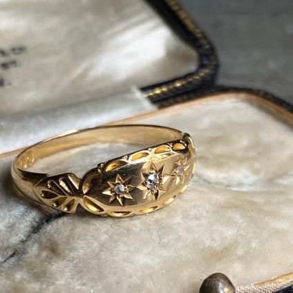 c.1903 18KYG Triple Diamond Gypsy Ring(1903年製 18KYG 金 c.1903 18KYG Triple Diamond Gypsy Ring(1903年製 18KYG 金
