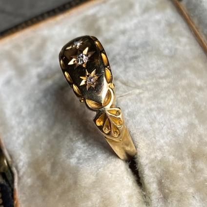 c.1903 18KYG Triple Diamond Gypsy Ring(1903年製 18KYG 金 c.1903 18KYG Triple Diamond Gypsy Ring(1903年製 18KYG 金