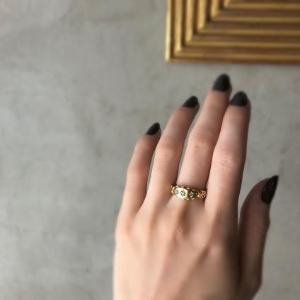 c.1903 18KYG Triple Diamond Gypsy Ring(1903年製 18KYG 金 c.1903 18KYG Triple Diamond Gypsy Ring(1903年製 18KYG 金