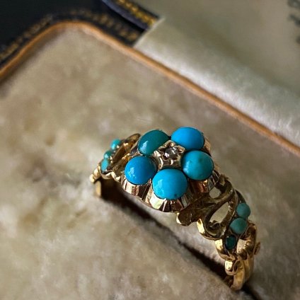 c.1872 15KYG Turquoise Ring（1872年製 15KYG 金無垢 ターコイズ リング）