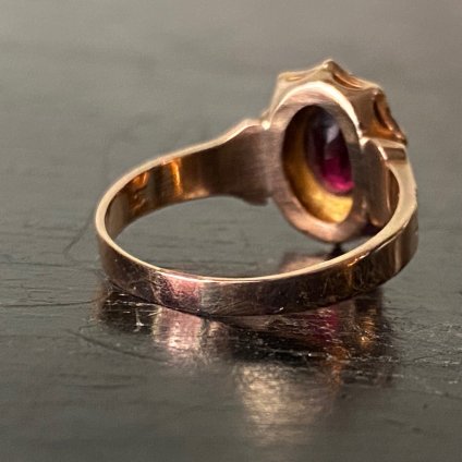 Victorian 14KPG Garnet Pearl Ring（ヴィクトリアン 14KPG 金無垢 ガーネット パール リング）