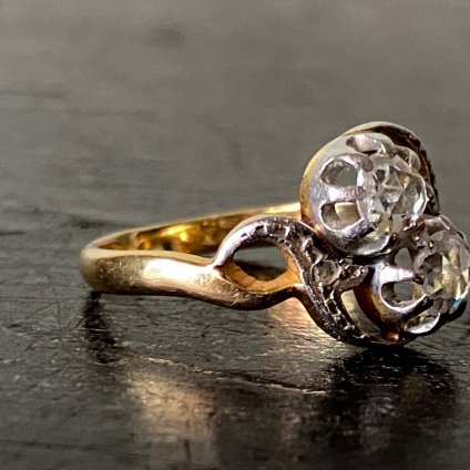 1880-1910's 18KYG×WG Rose Cut Diamond Ring （1880-1910年代 18K金無垢 ローズカットダイヤモンド リング）