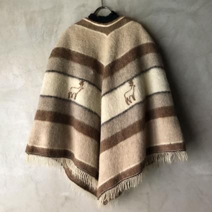 1970's France Deer Design Wool Capeʥե  륱ס