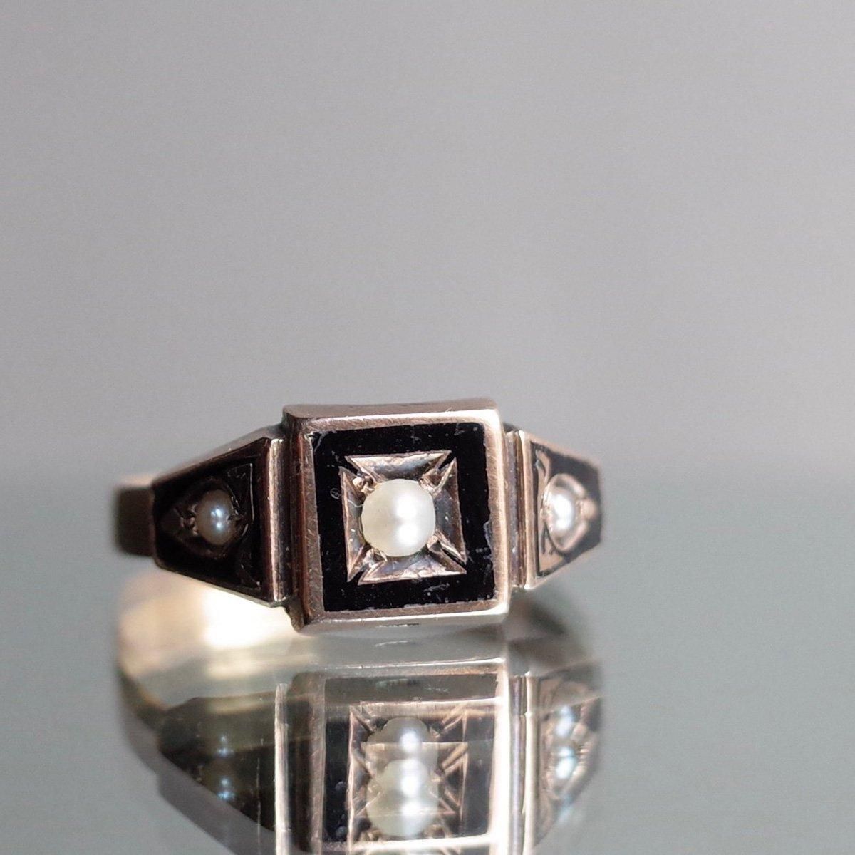 ȥꥢ 6 ʥ ѡ 󥰡Victorian 6K Enamel Pearl Ring