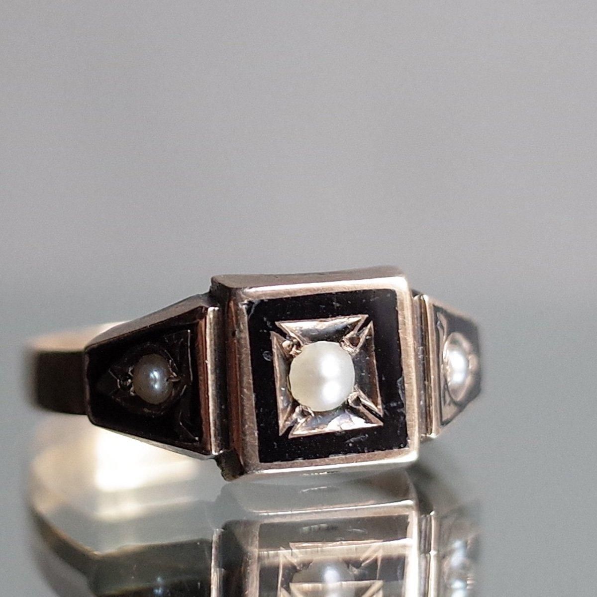 ȥꥢ 6 ʥ ѡ 󥰡Victorian 6K Enamel Pearl Ring