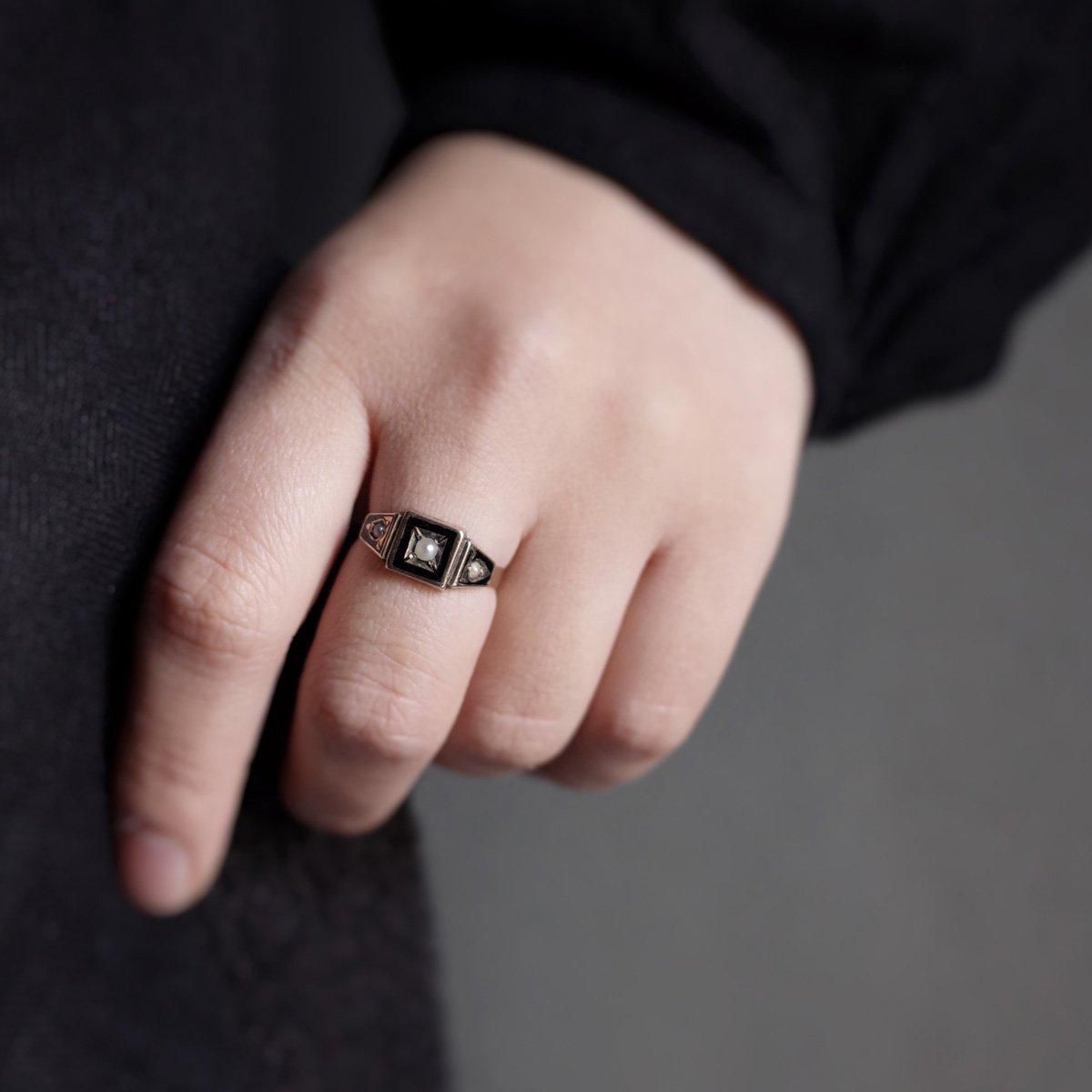 ヴィクトリアン 6金 エナメル パール リング（Victorian 6K Enamel