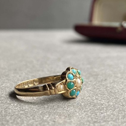 c.1939 - c.1940 18K Turquoise Pearl Cluste Ring 1939ǯ - 1940ǯ 18K  ѡ 饹 󥰡