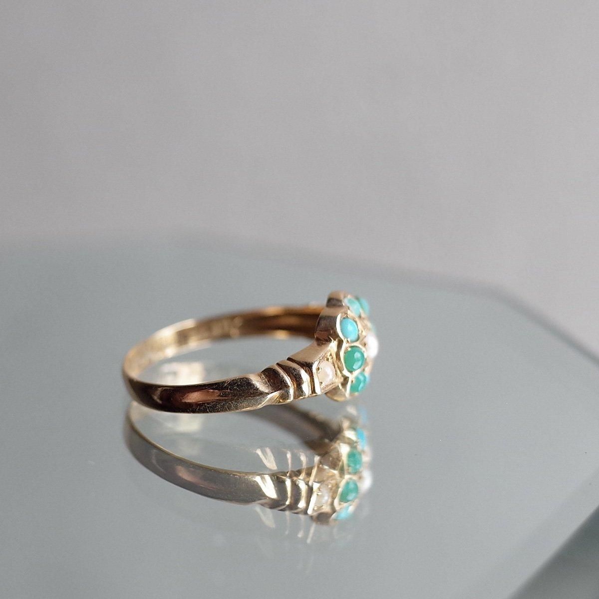 c.1939 - c.1940 18K Turquoise Pearl Cluste Ring 1939ǯ - 1940ǯ 18K  ѡ 饹 󥰡