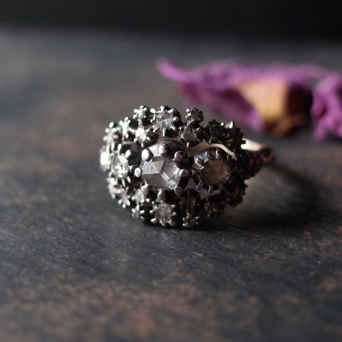 ȥꥢ 10 С  󥰡Victorian 10KYG Silver Diamond Ring
